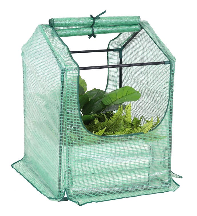 Steel Raised Garden Bed And Pe Greenhouse Kit - Green