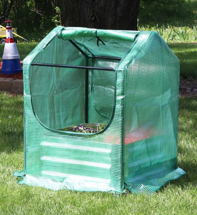 Steel Raised Garden Bed And Pe Greenhouse Kit - Green