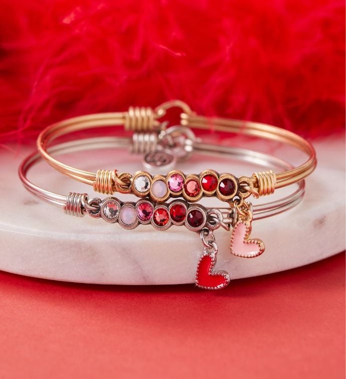 Luca + Danni Pink Heart Starlight Bangle In Love Ombre