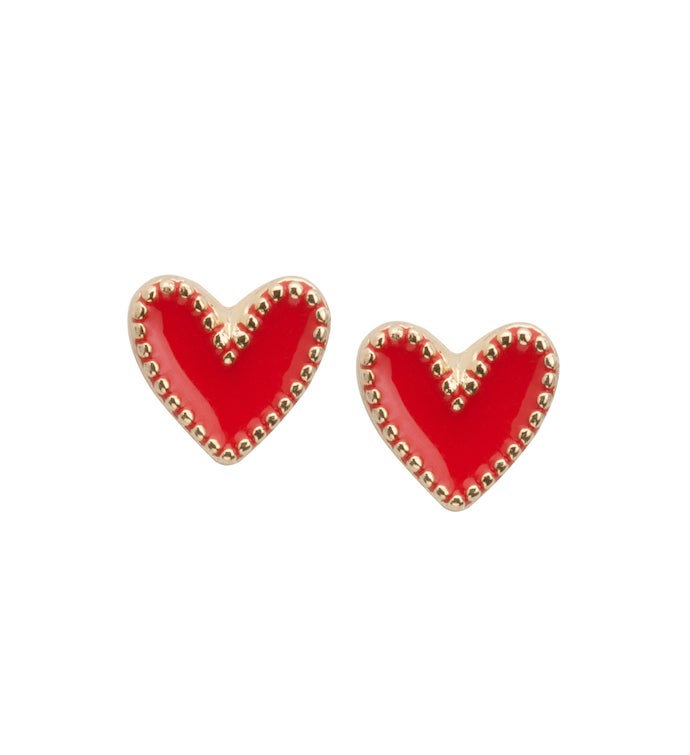 Luca Danni Heart Stud Earrings In Red | Marketplace | 1800Flowers