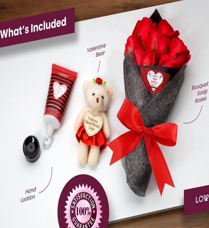 Valentines Day Gifts for Her, Bath & Body Spa Gift with Cuddly Bear