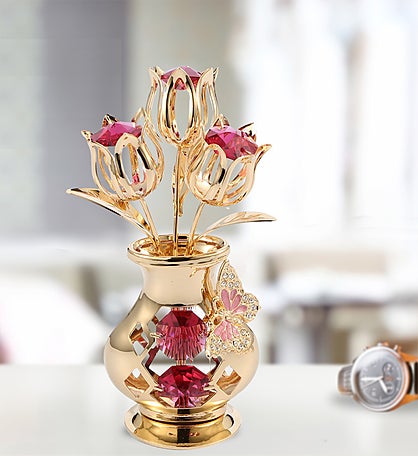 Gold Plated Tulip Bouquet & Vase