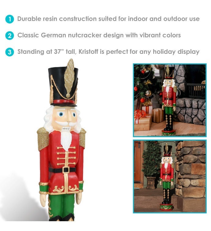 37" Polyresin Nutcracker Soldier Christmas Decoration Holiday Statue