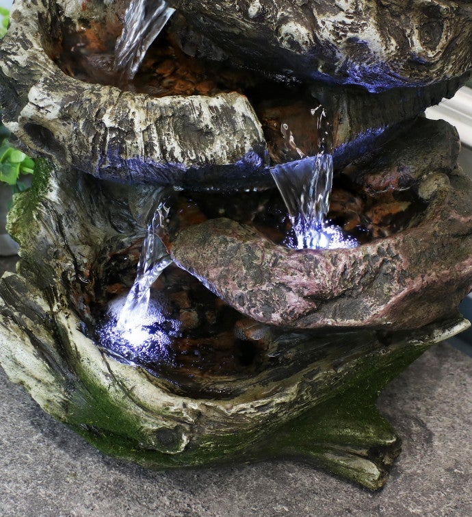 5 Step Rock Falls Tabletop Indoor Led Water Fountain 14 Inch