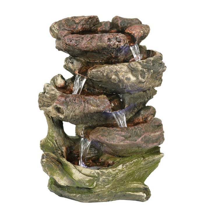 5 Step Rock Falls Tabletop Indoor Led Water Fountain 14 Inch