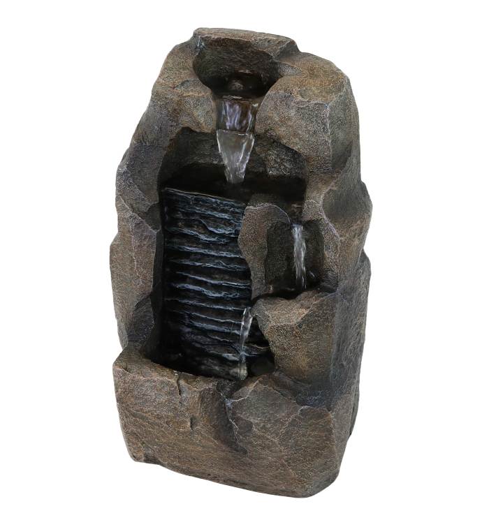 Stony Rock Waterfall Resin Indoor Tabletop Water Fountain   11 In