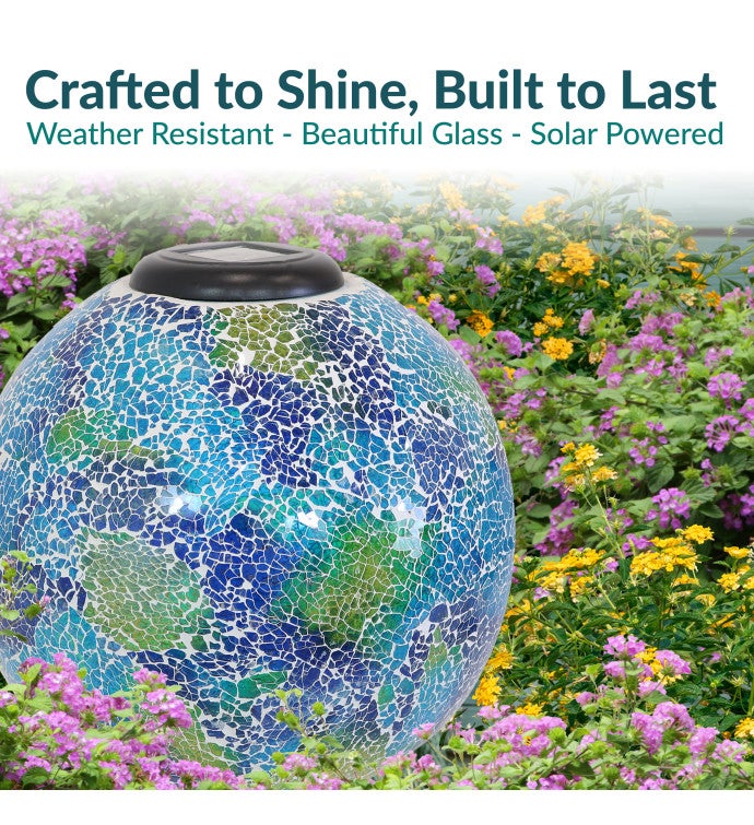 Azul Terra Outdoor Glass Gazing Globe W/ Solar Light