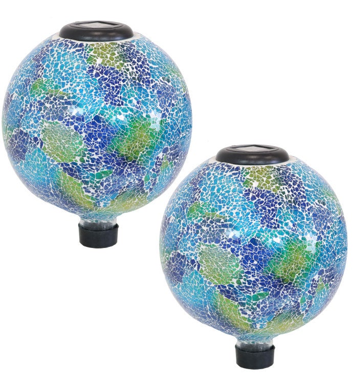 Azul Terra Outdoor Glass Gazing Globe W/ Solar Light