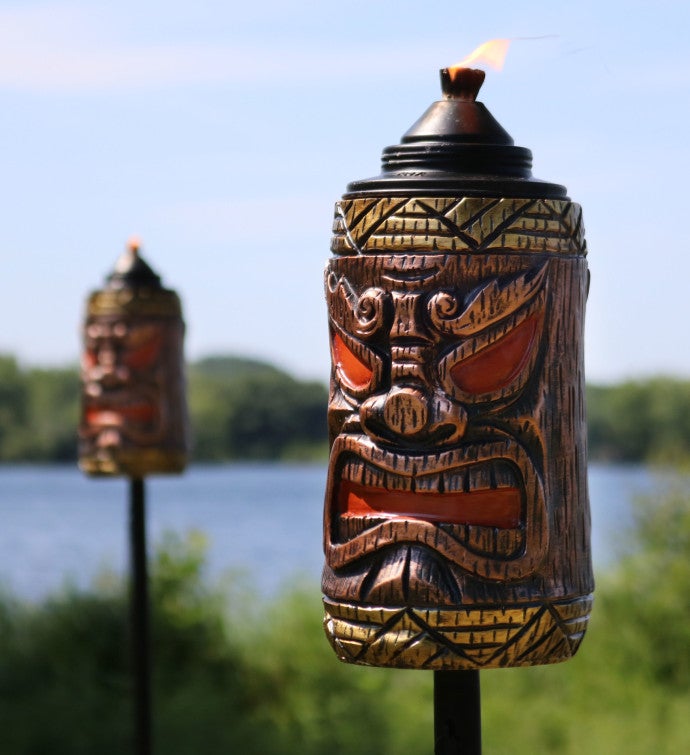 3-in-1 Tiki Face Outdoor Lawn Torch