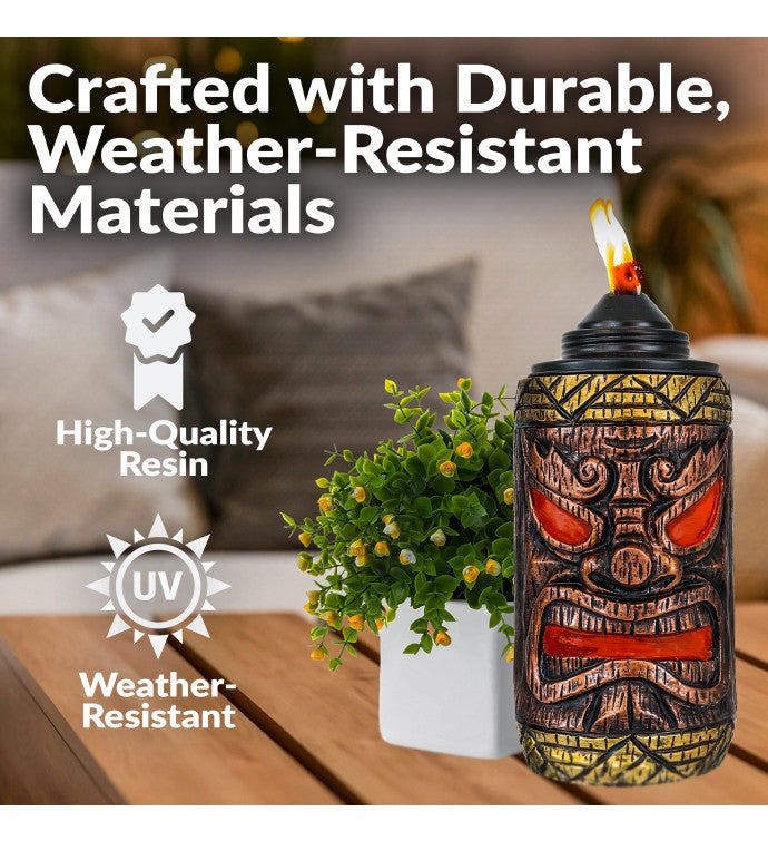 3-in-1 Tiki Face Outdoor Lawn Torch