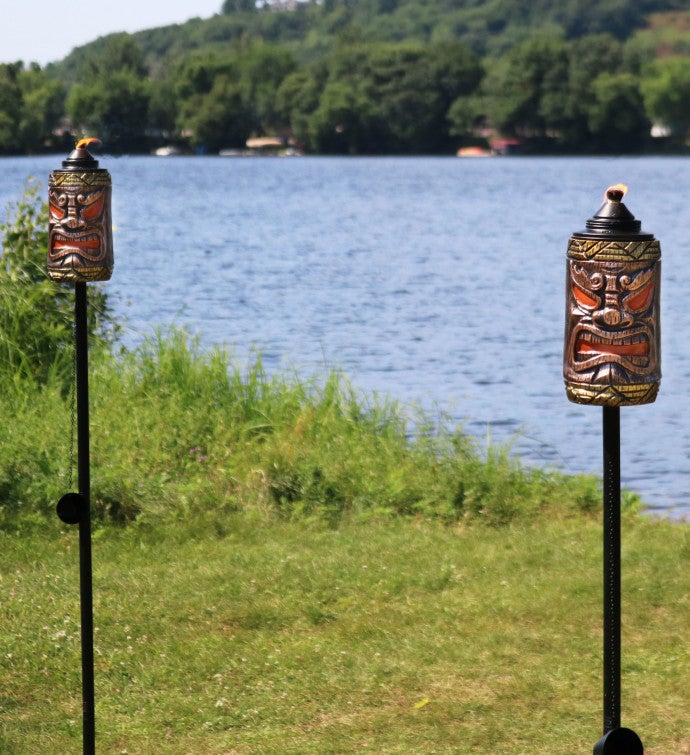 3-in-1 Tiki Face Outdoor Lawn Torch