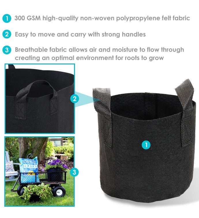 10 pack Garden Grow Bags With Handles   Non woven Fabric