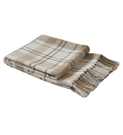 Park Designs In The Meadow Plaid Throw - White