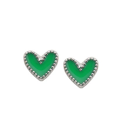 Luca + Danni Heart Stud Earrings In Green