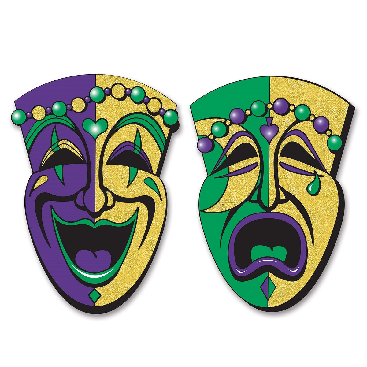 Purple And Green Glittered Drama Face Cutout | Marketplace | 1800 Flowers