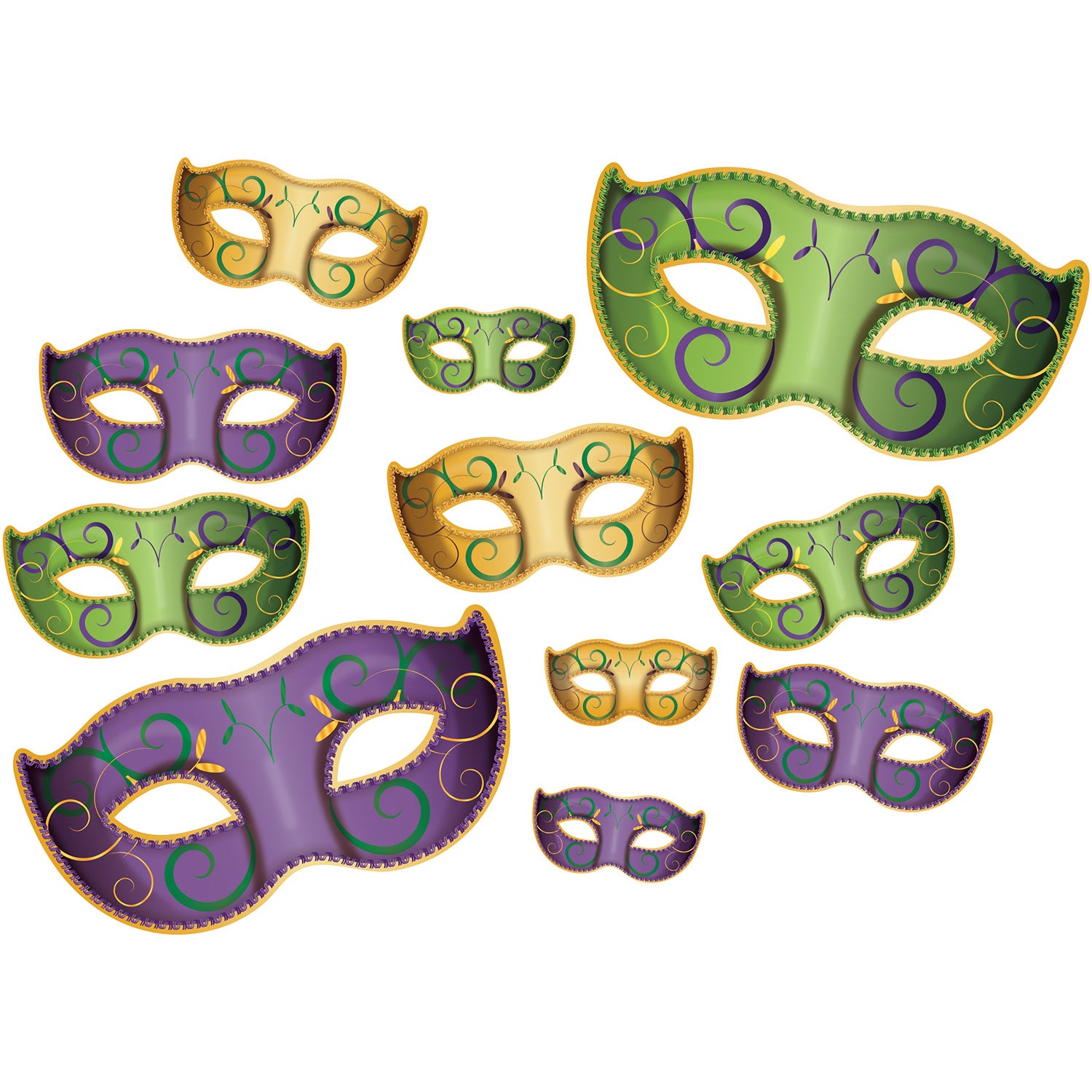 Set Of 132 Two sided Mardi Gras Mask Cutouts   18.75"