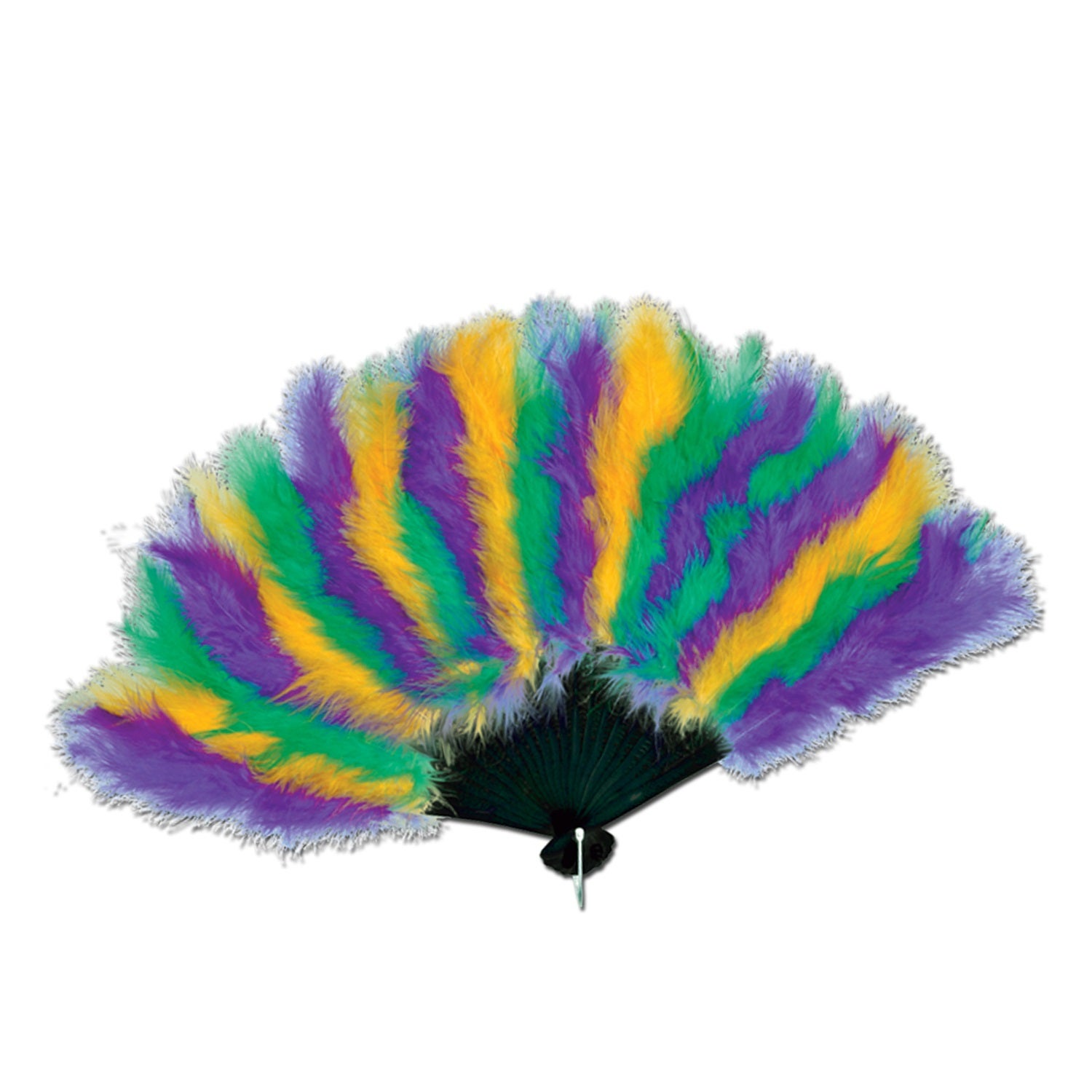 Pack Of 12 Green & Purple Mardi Gras Feather Fan Party Accessories 20"