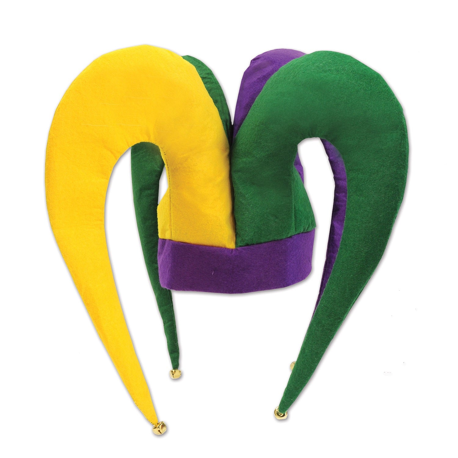 Pack Of 6 Green And Purple Mardi Gras Inspired Jester Party Hats   One Size