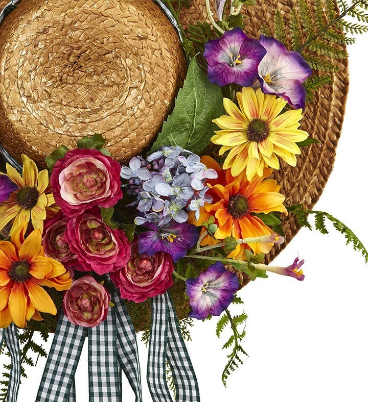 Nearly Natural Mixed Flower Hat Wreath