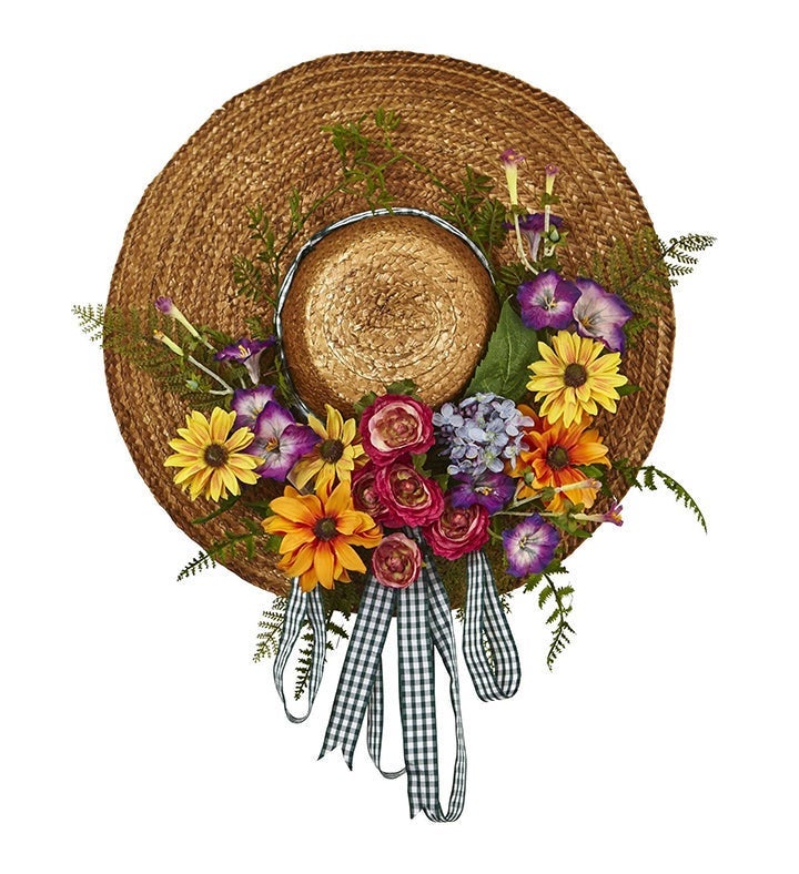 Nearly Natural Mixed Flower Hat Wreath | Marketplace