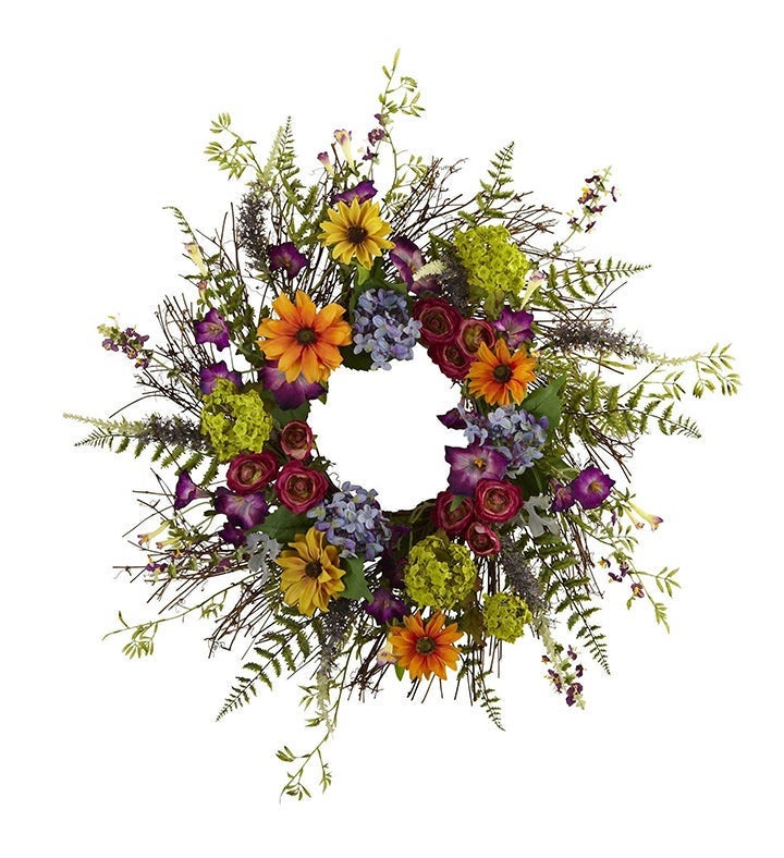 Nearly Natural 24” Spring Garden Wreath W/twig Base