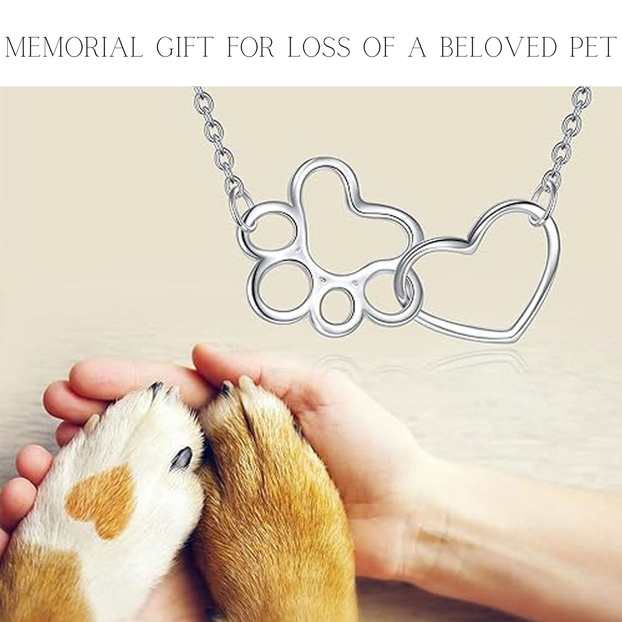 Loss Of Pet Sympathy Gift, Heart And Pawprint Memorial Necklace