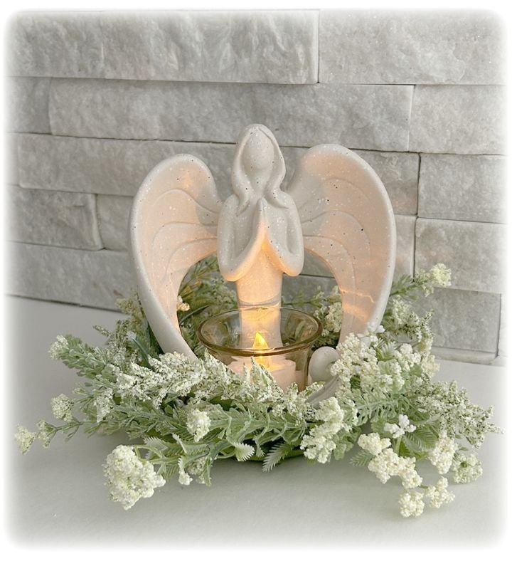 Angel Memorial Candleholder Sympathy Gift With Led Tealight Candle