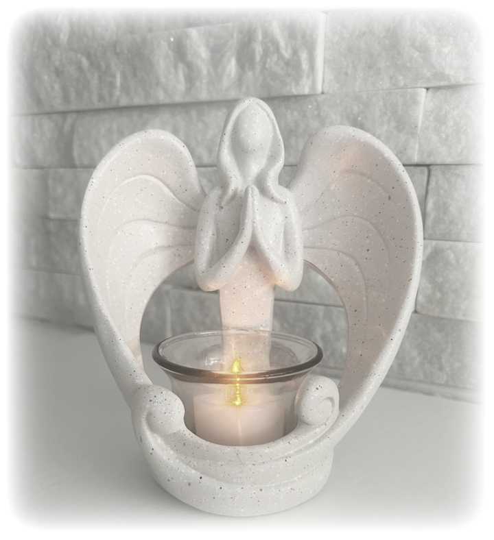 Angel Memorial Candleholder Sympathy Gift With Led Tealight Candle