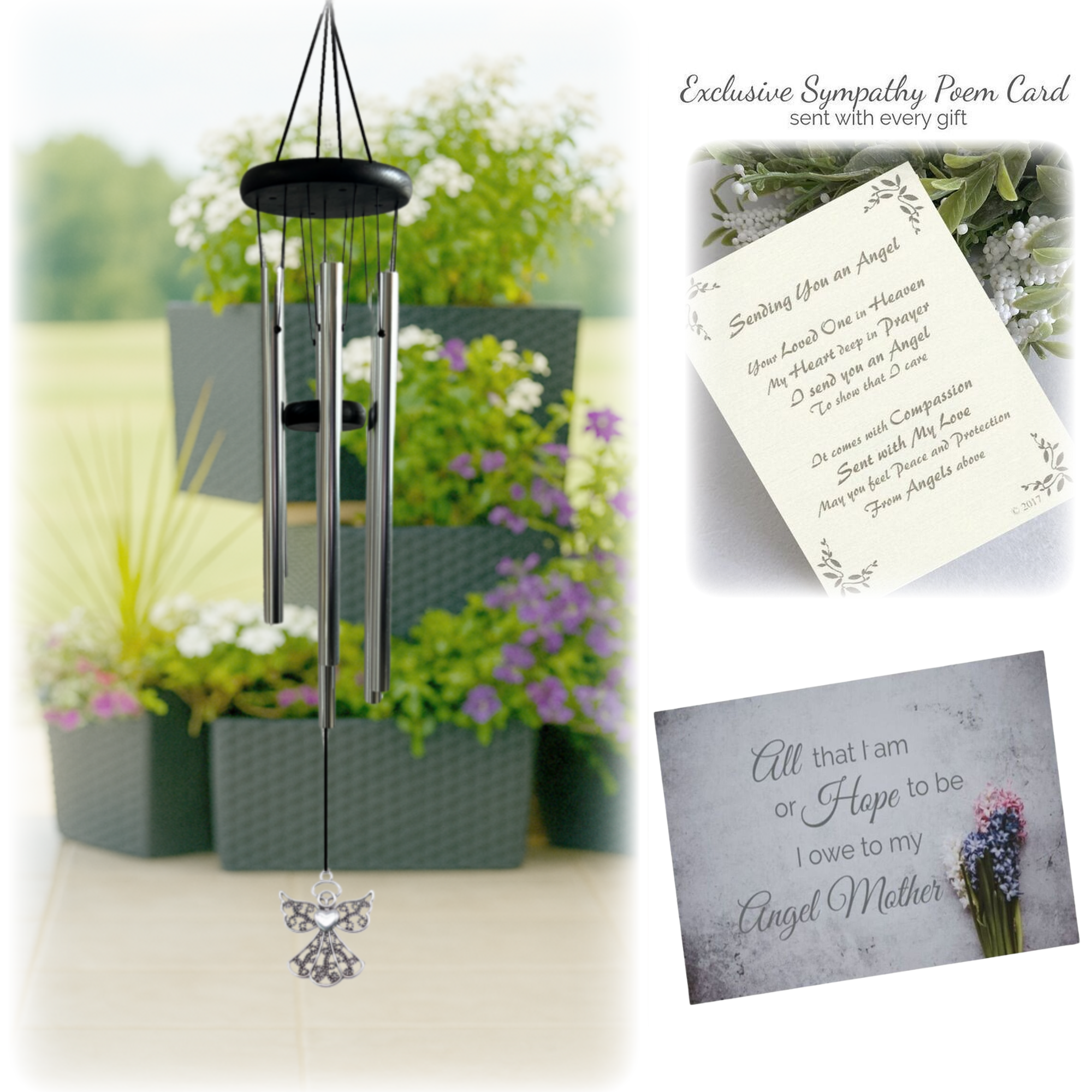 Loss Of Mother Gift, Memorial Windchimes Sympathy Gift With Magnet