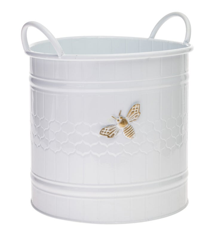 Round White Bee Buckets S/2