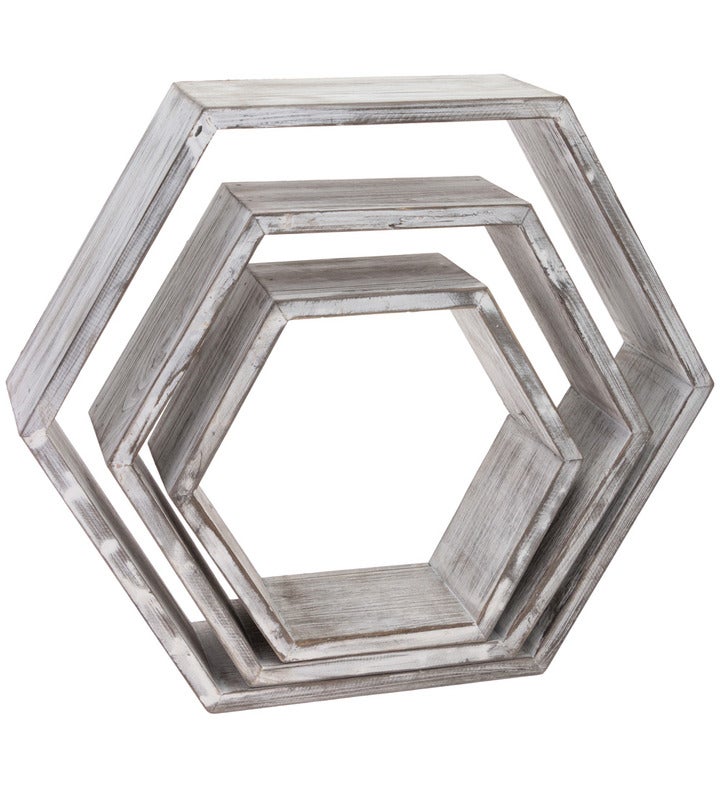 White Hexagon Nesting Shelves