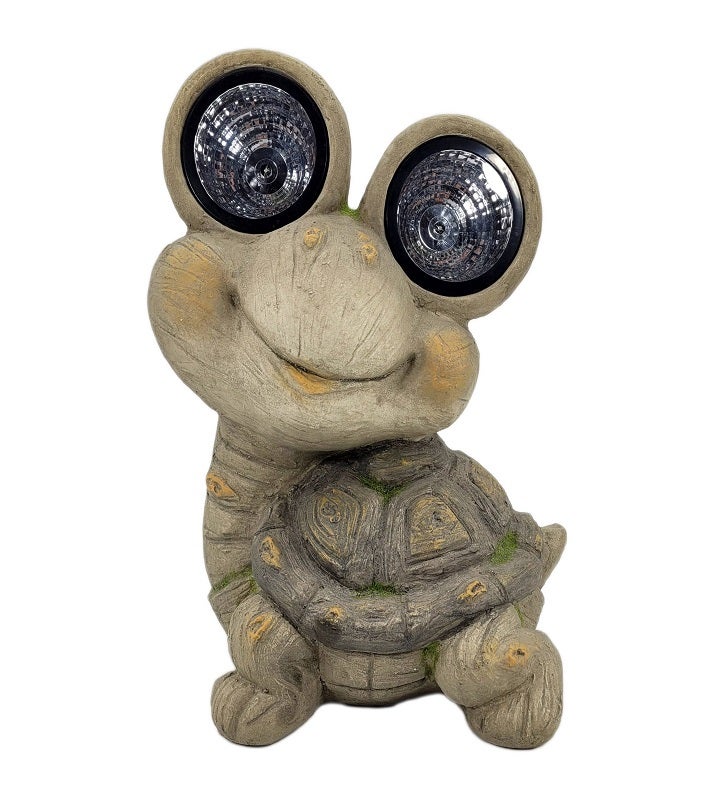 Mossy Turtle With Solar Led Eyes Garden Statue