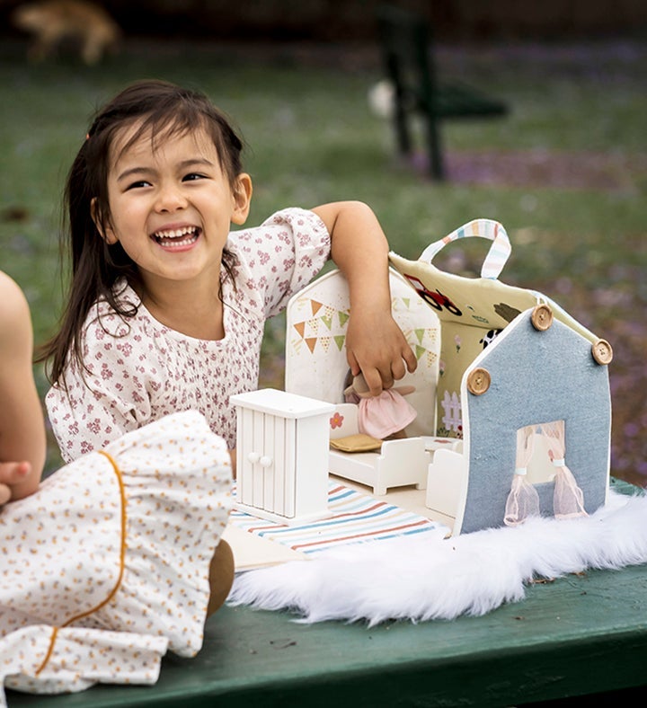 Doll House With Wooden Furniture