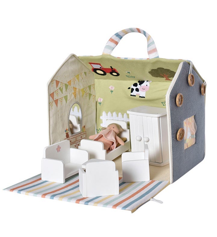 Doll House With Wooden Furniture