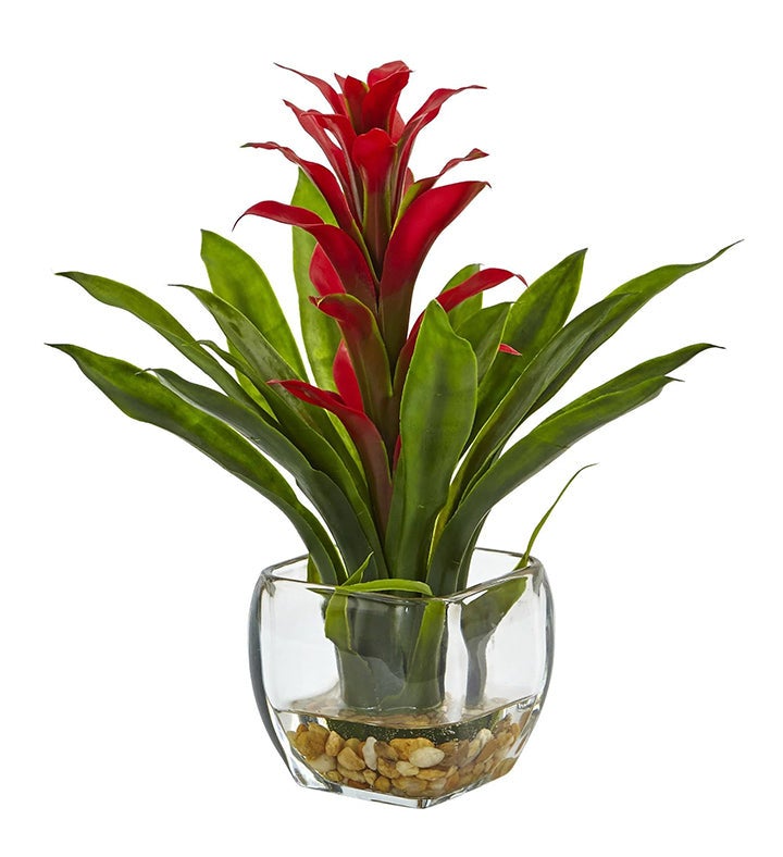 Nearly Natural Bromeliad With Vase Arrangement