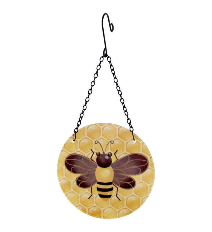 Honeybee Round Glass Hanging Decor
