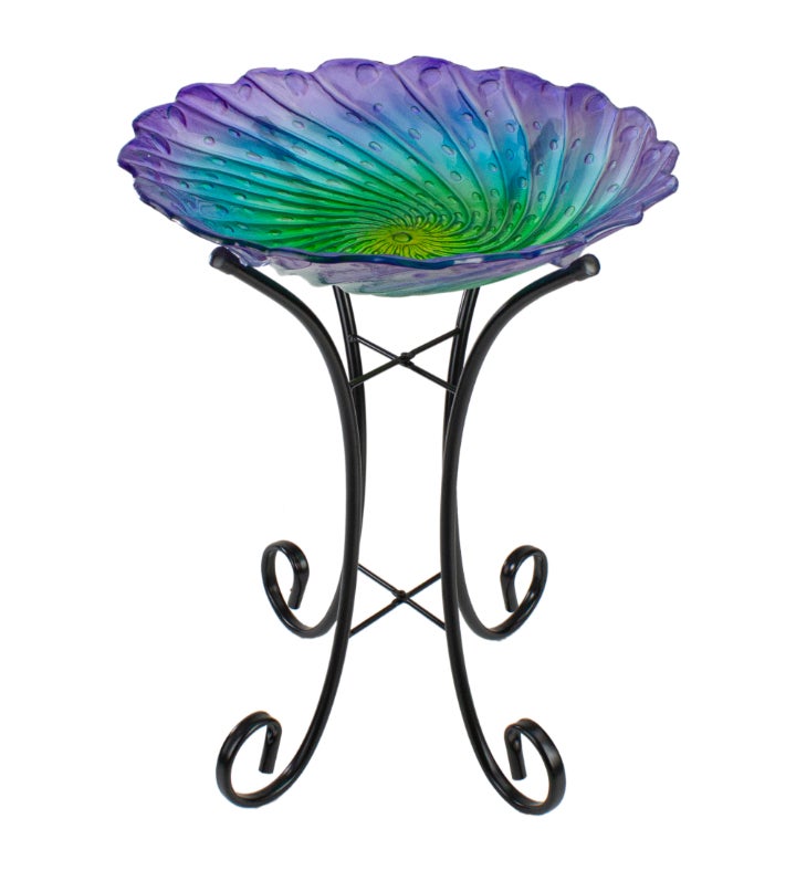 Purple And Green Swirled Birdbath | Marketplace | 1800Flowers