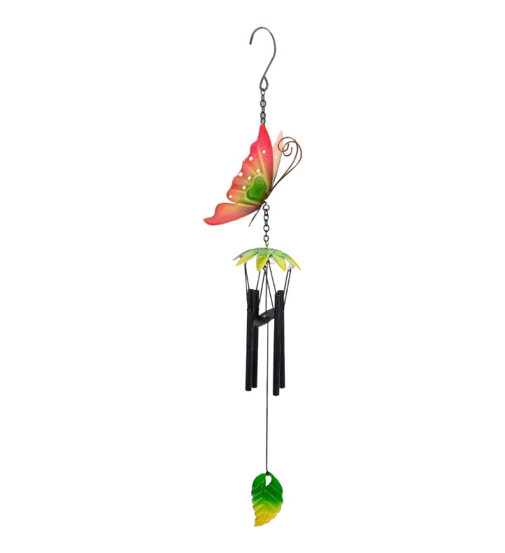 19" Red Metal Butterfly Outdoor Garden Windchime