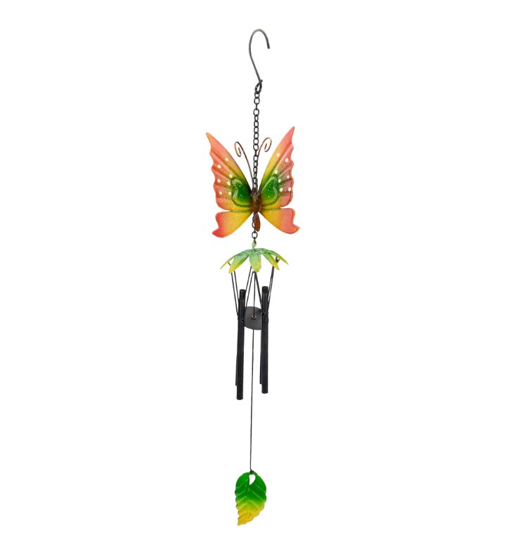 19" Red Metal Butterfly Outdoor Garden Windchime