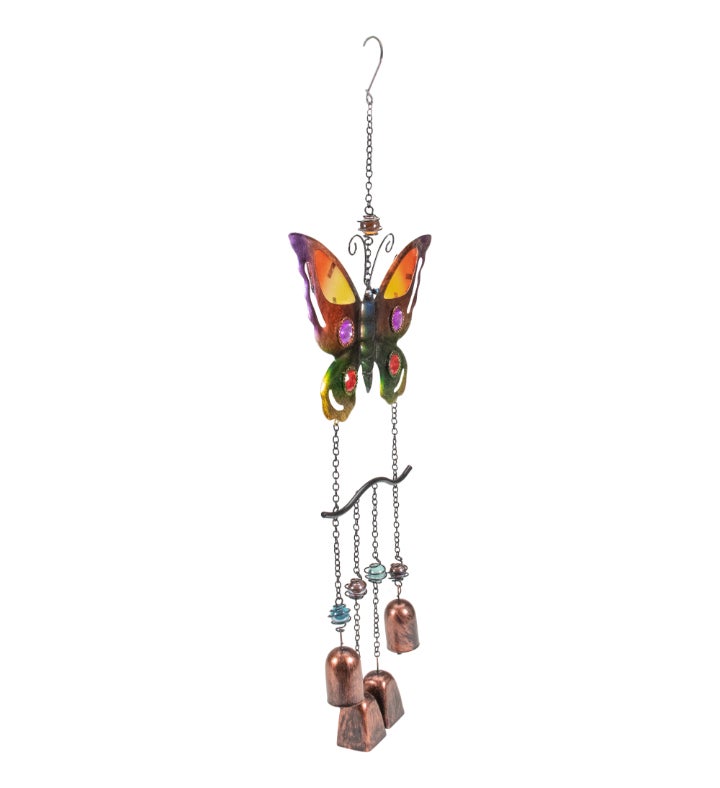 24" Purple and Bronze Butterfly Outdoor Garden Windchime