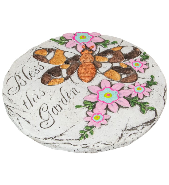 10" Bless this Garden Outdoor Floral Garden Stone