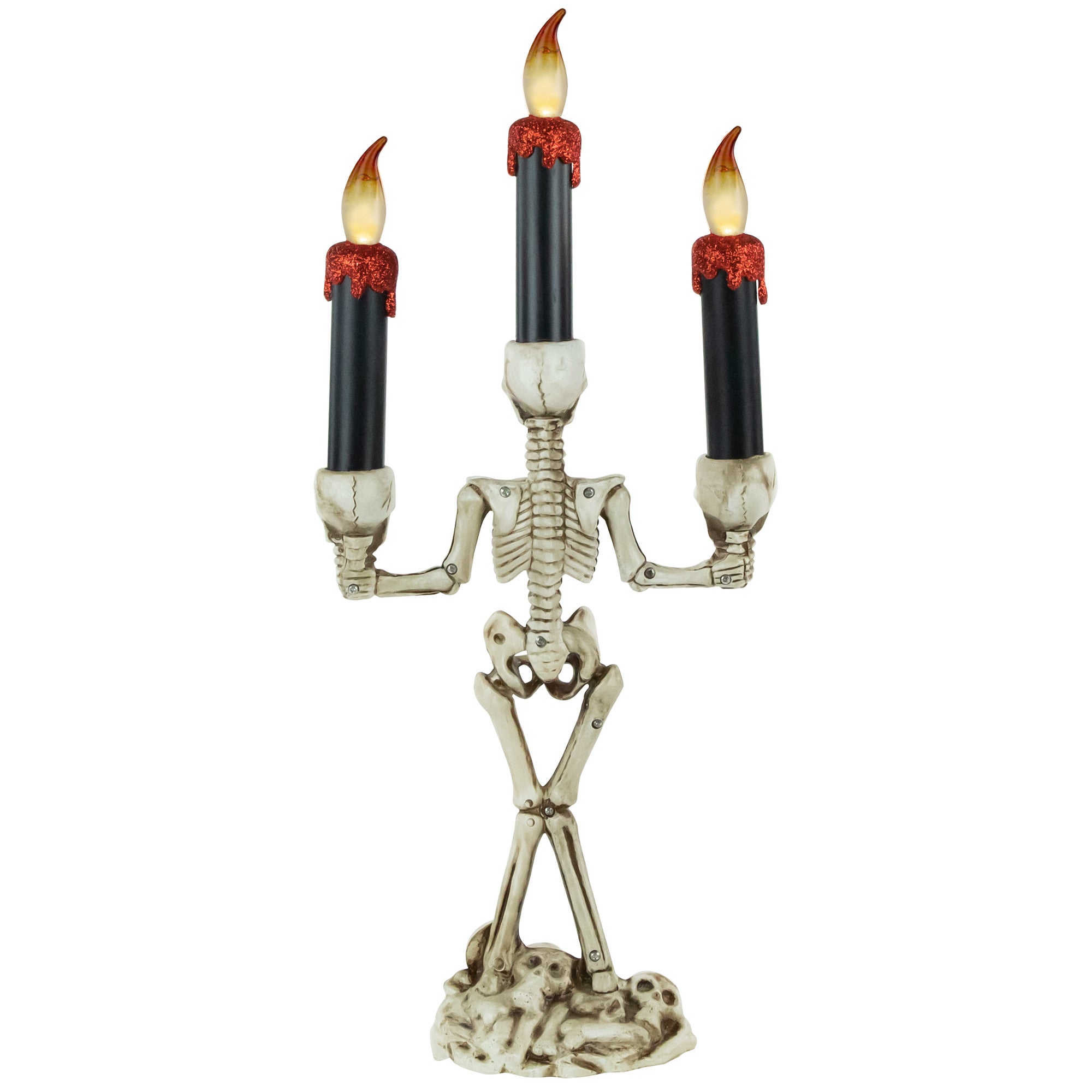 14.5" Dripping Candle Skeleton Halloween Candelabra