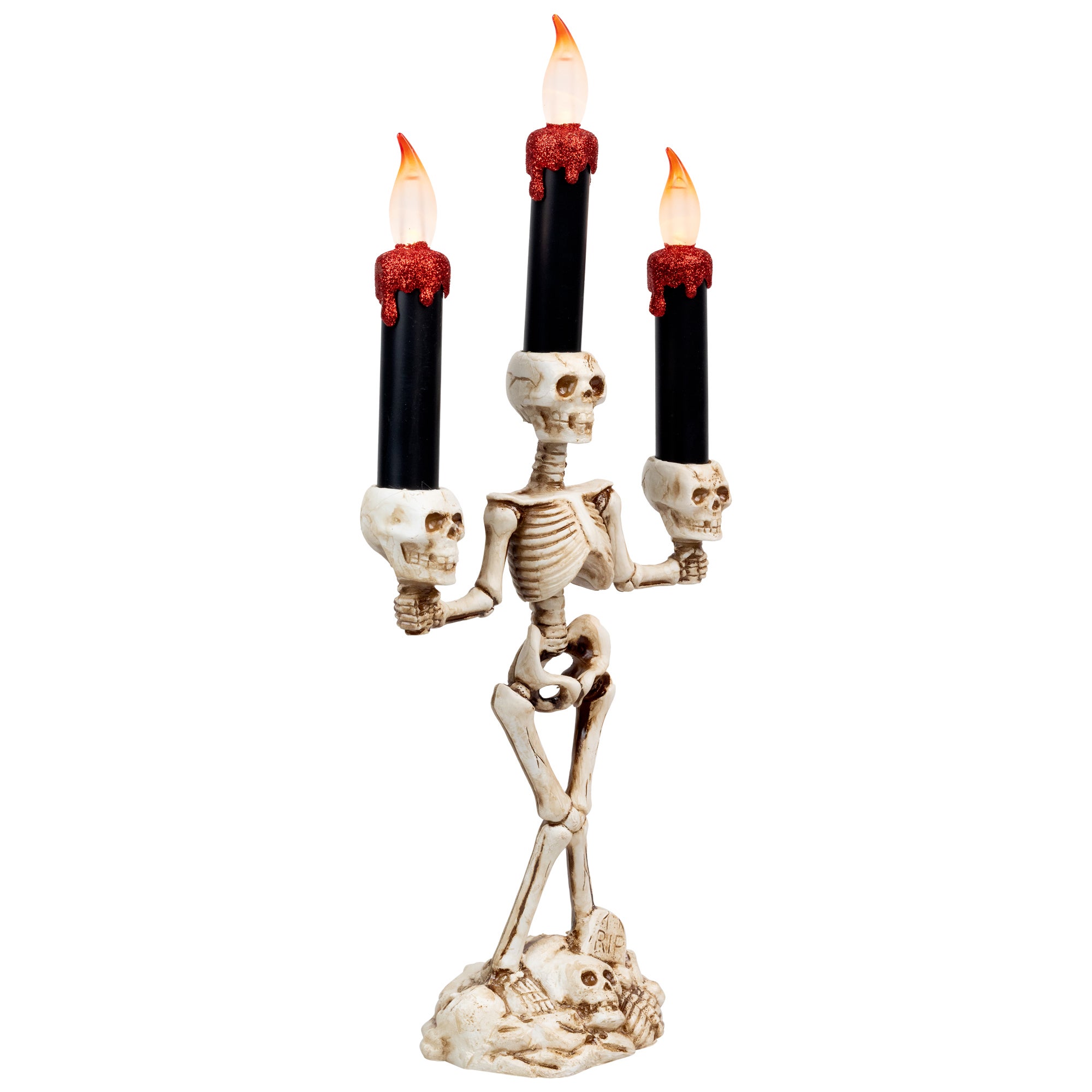 14.5" Dripping Candle Skeleton Halloween Candelabra