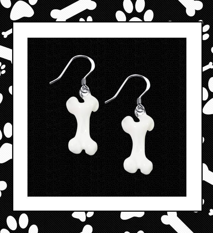 Dog Bone Charm Earrings