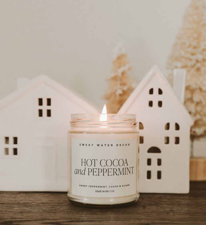 Hot Cocoa And Peppermint Candle