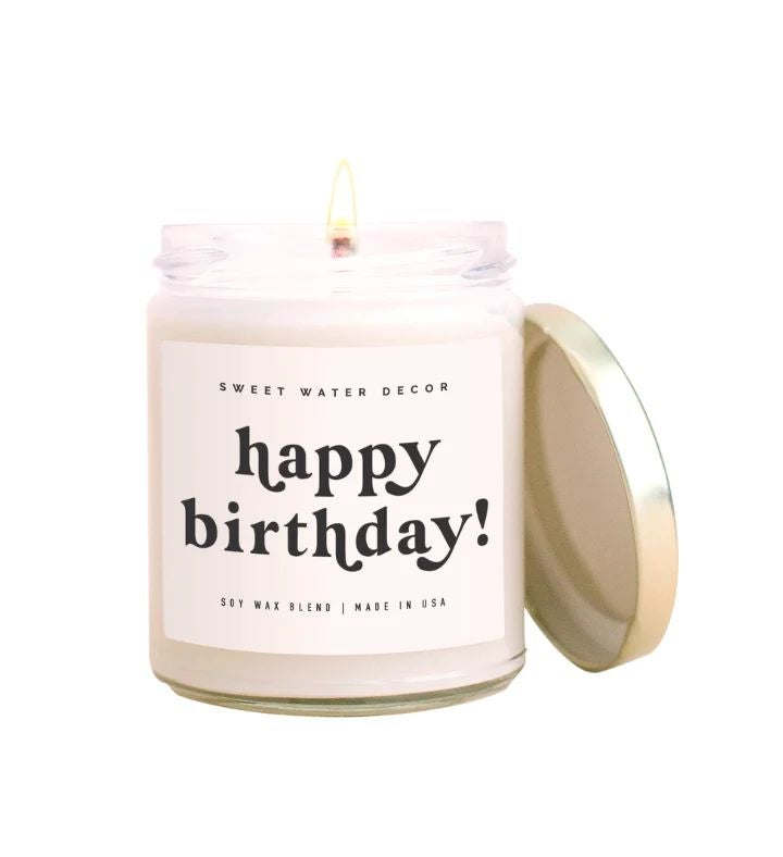 Happy Birthday Soy Candle   Clear Jar   9 Oz