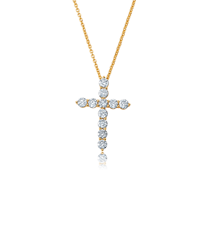 Brilliant Round Prong Set Cross Necklace