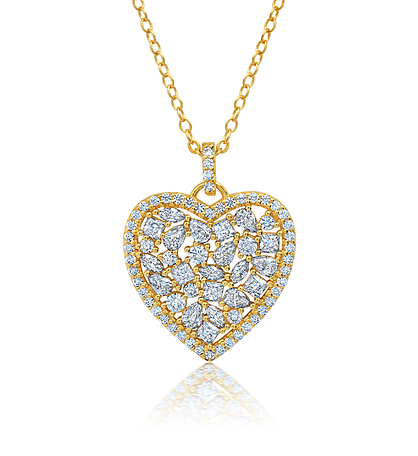 Pave Heart Shaped Extending Necklace
