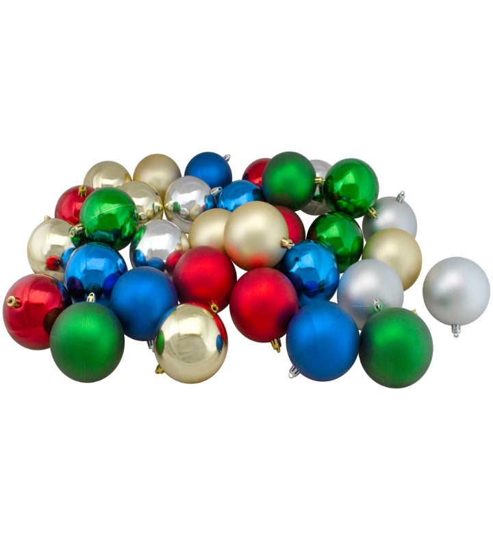 60ct Multi colored Shatterproof 2 finish Ball Ornaments