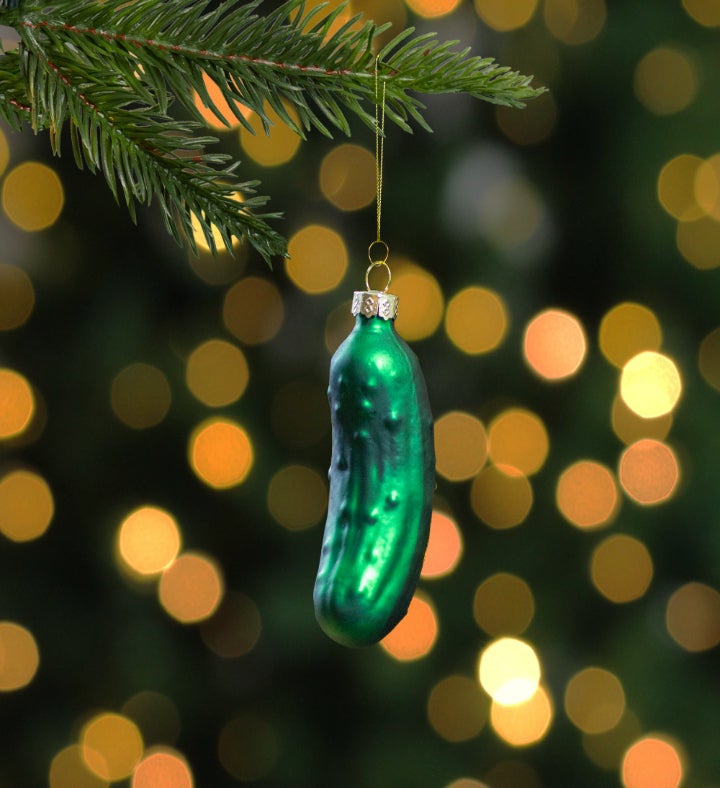 " 3.75"" Green Christmas Pickle Glass Holiday Ornament"